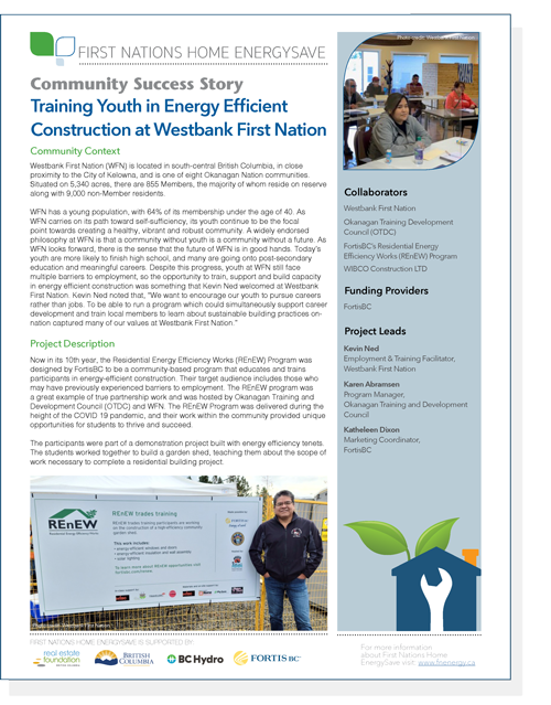 Training youth in Energy-Efficient Construction at Westbank First Nation