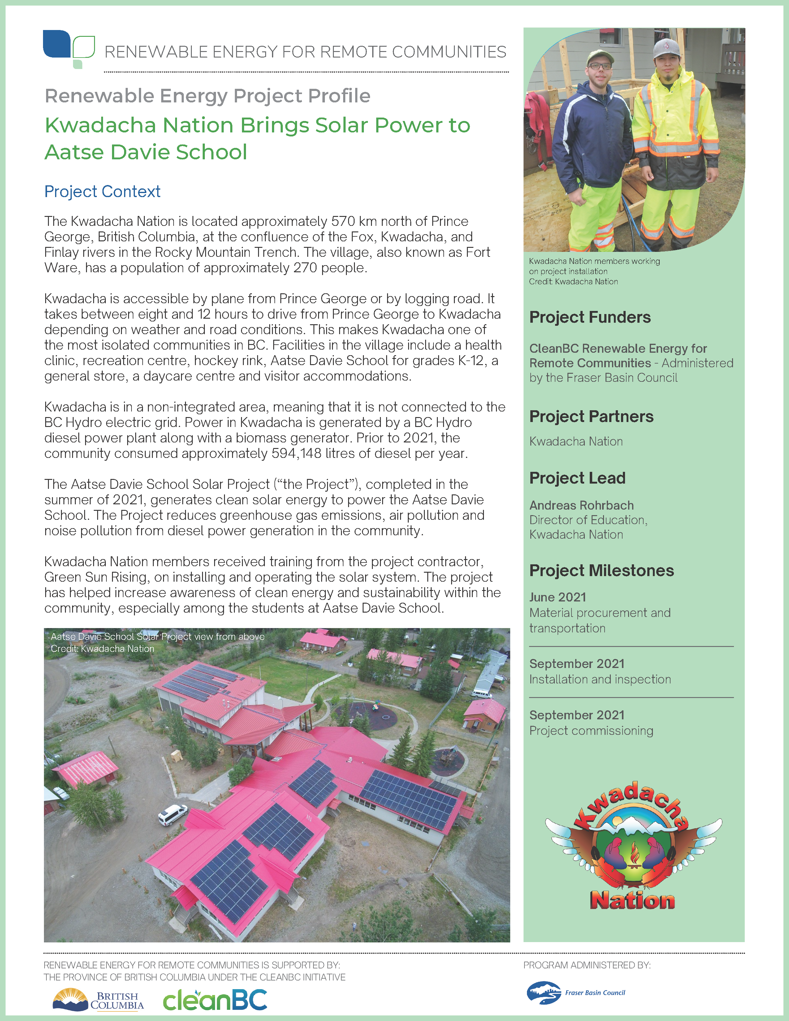 Kwadacha Nation Energy Project Profile